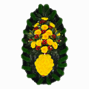 Венок «Т-43 Ваза», пионы, желтый