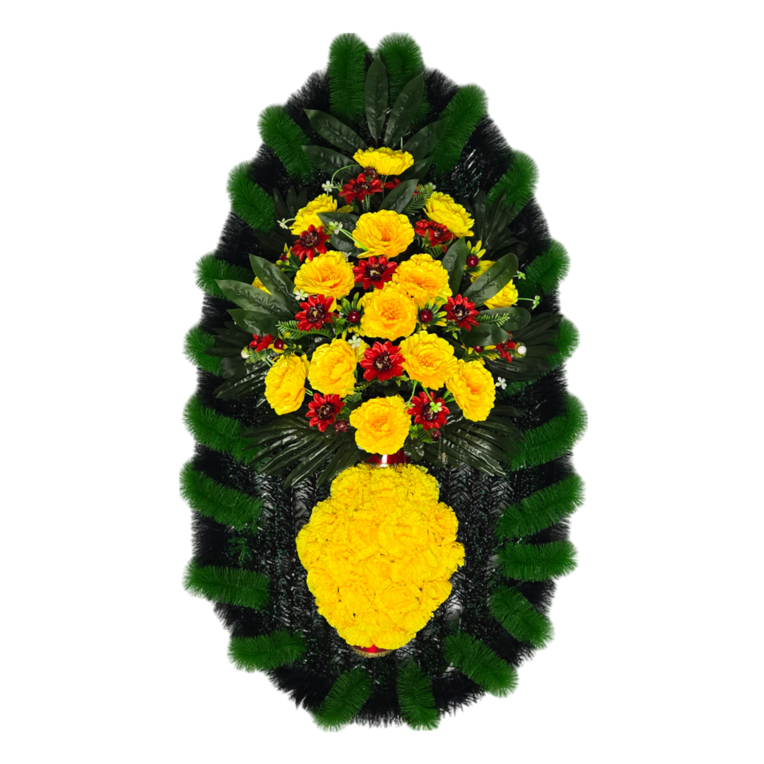 Венок «Т-43 Ваза», пионы, желтый